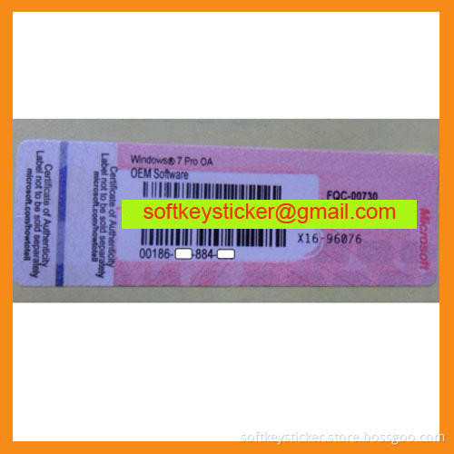Windows 7 Professional License, OEM COA Label Sticker